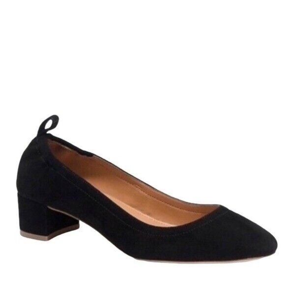 J. Crew Shoes - J. Crew Anya Black Suede Block Heel Ballet Pumps Women’s Size 6